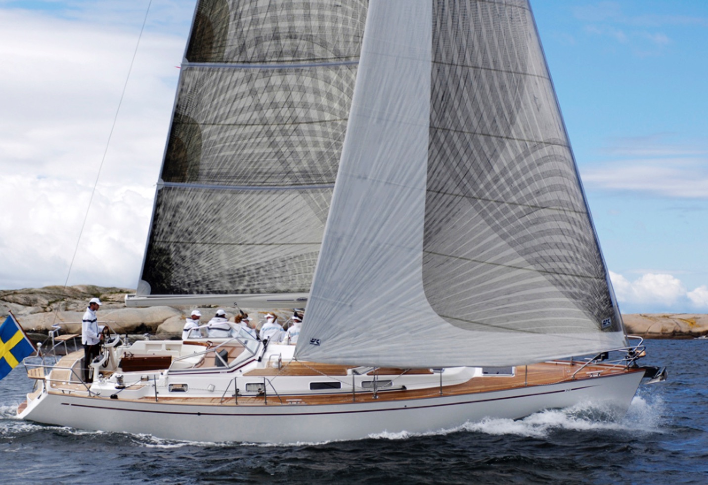 Shown above is an example of taffeta applied to back end of a genoa.