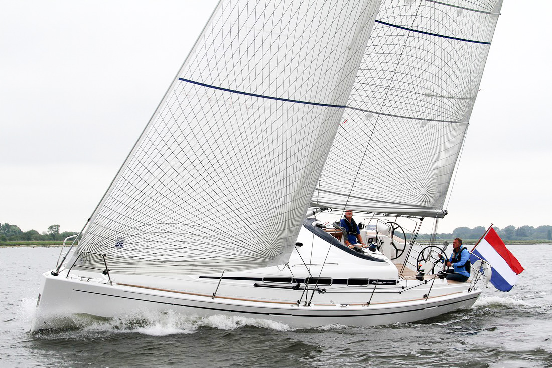 Non-overlapping Tape-Drive Passagemaker Jib on an Arcona 380. Click to enlarge.