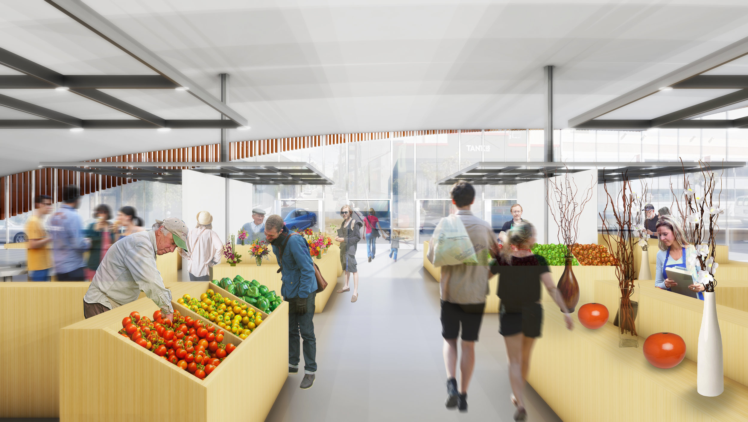 Interior view of the food hall.