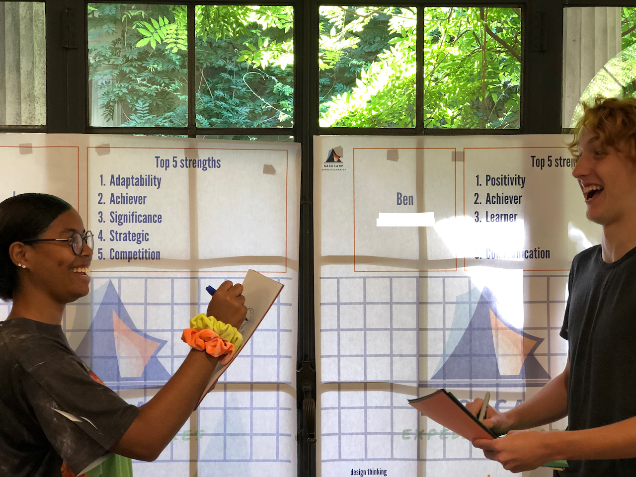 Students from Benedictine Academy (NY) and St. Benedict’s Prep (NJ) create blind portrait profiles of one another. Even though Expeditions typically last only four days, we regularly slow down for exercises that foster collaboration under extreme uncertainty.