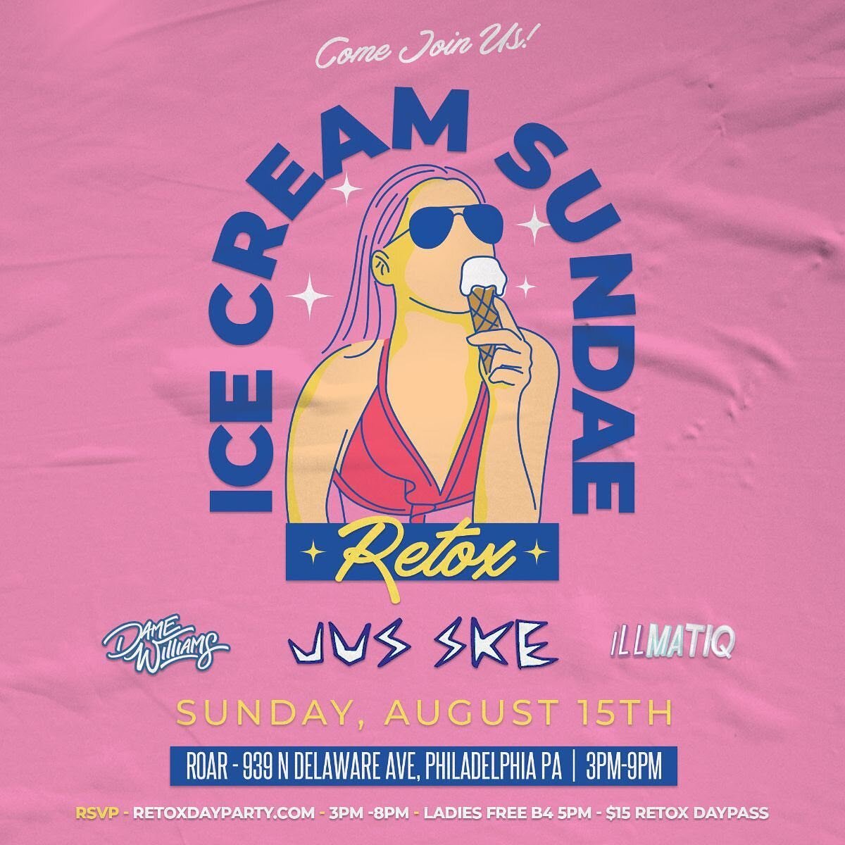 #SpecialEvite - RETOX Philly&rsquo;s No. 1 Day Party hosts Ice Cream Sundae on Sunday August 15th. The event will be held at @roarphilly  #retoxdayparty 

Sounds by : @jusske , @damewilliams &amp; @djillmatiq 

&bull; Party 3p-9p
&bull; Hosted by @re