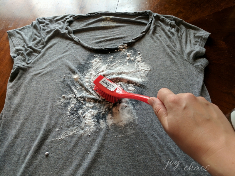 how to remove grease stains from clothing with bristle brush