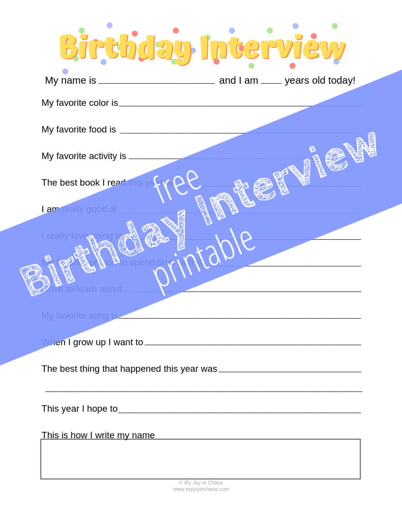 Free Printable Birthday Interview 