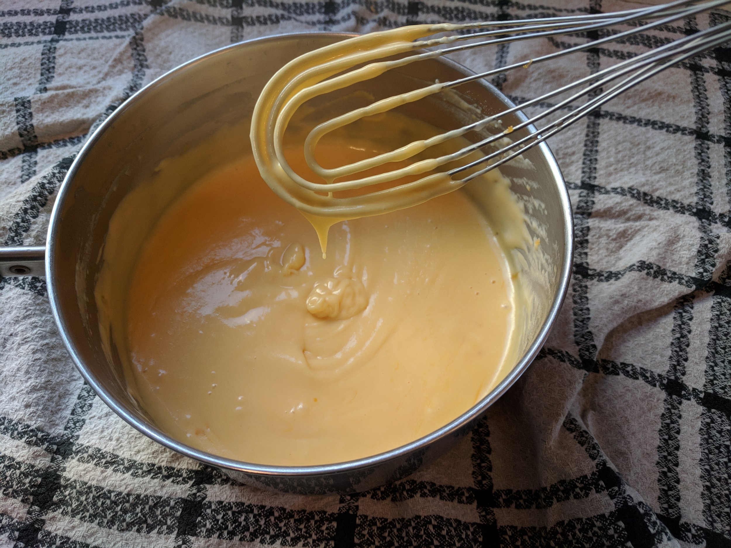 flat whisk in homemade condensed cheese soup 