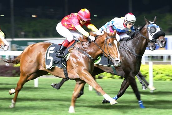 The whip is gone but Skywalk (Wong Chin Chuen, on the outside) still works home nicely to score.