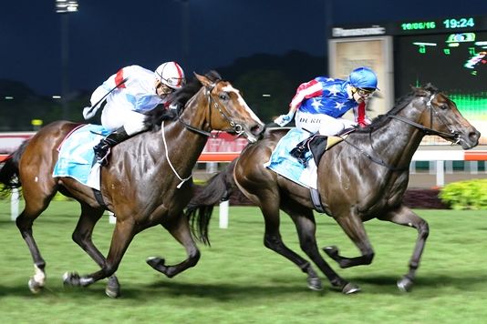 Macarthur seen here winning the fourth Leg of the 2YO Singapore Golden Horseshoe series under Vlad Duric.