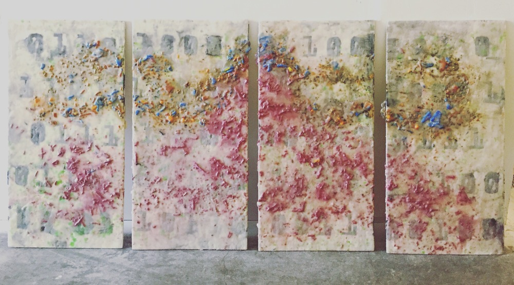 Hello World Inception - Wax, Fiber Optic, Wood Panel