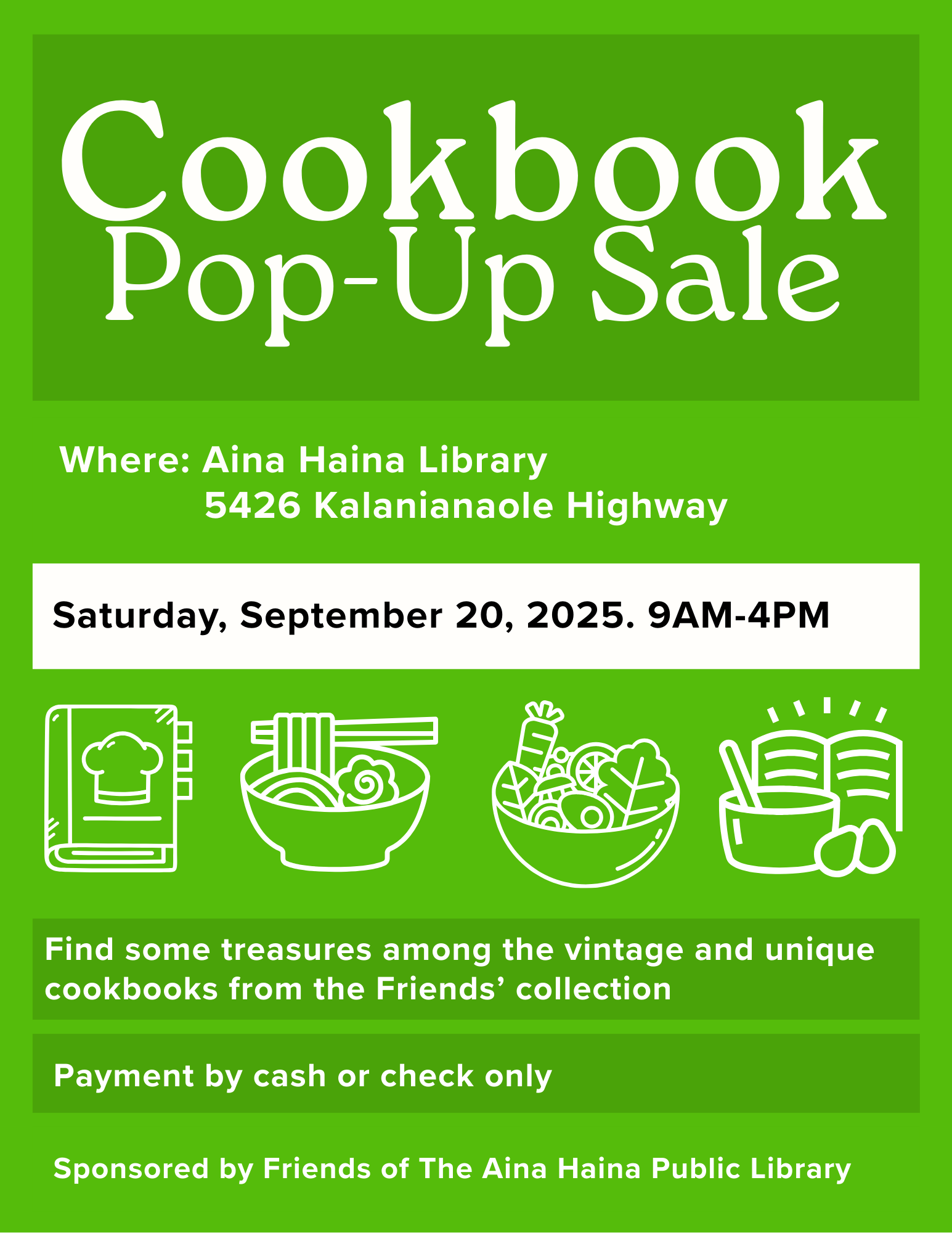 Cookbook Pop-Up Sale