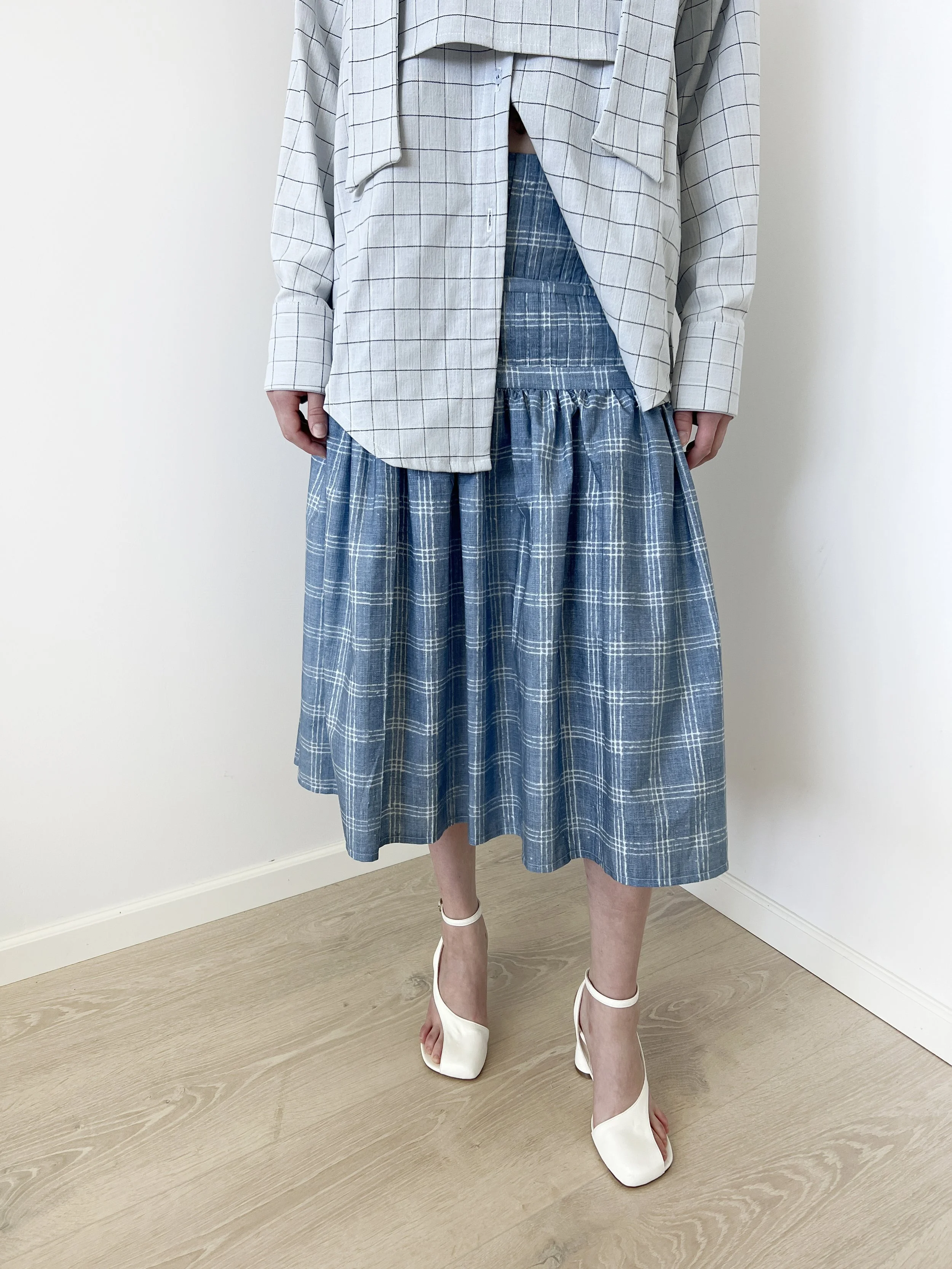 Pin Tuck Check Skirt