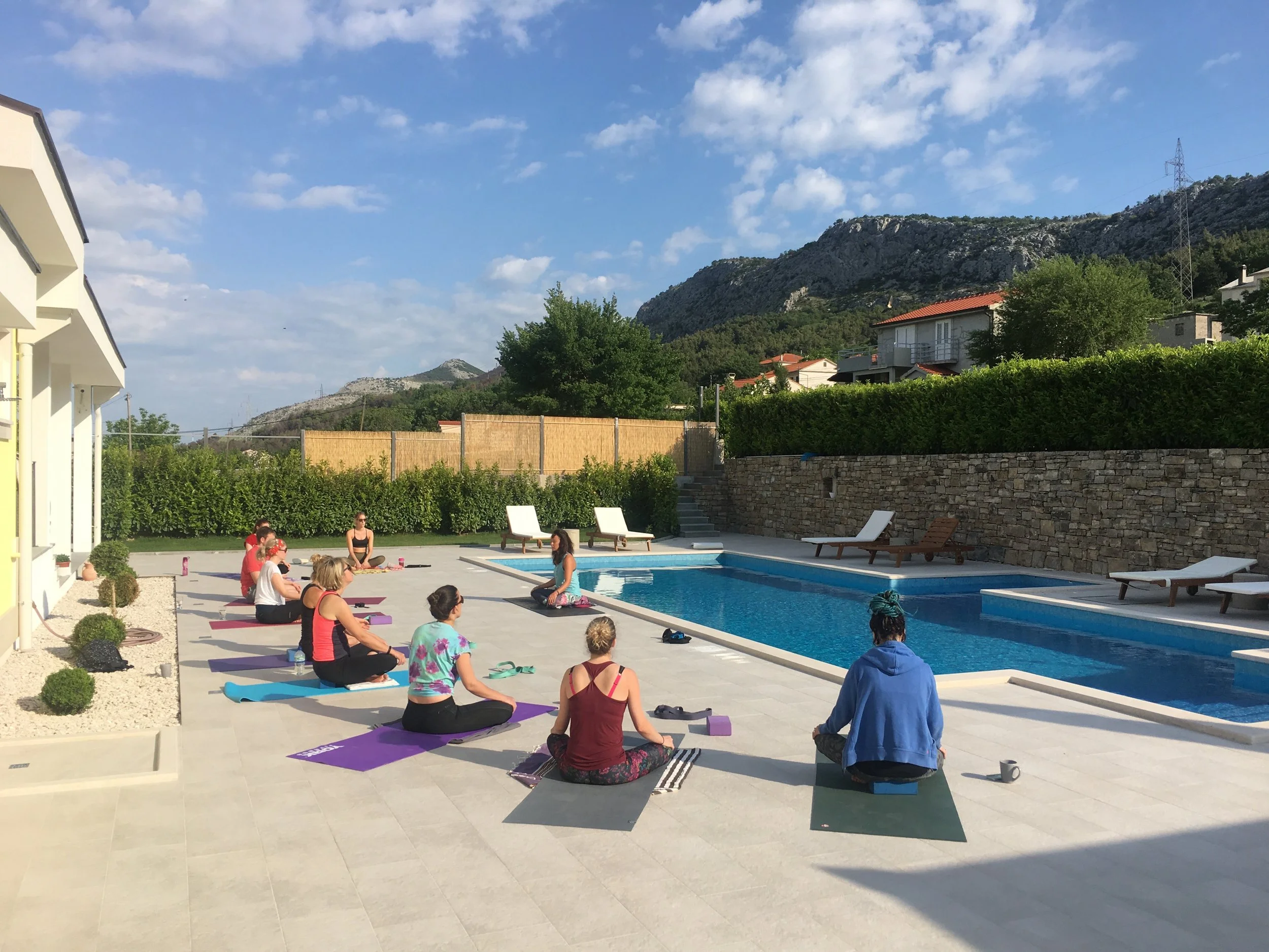 Morning meditation by the pool.
