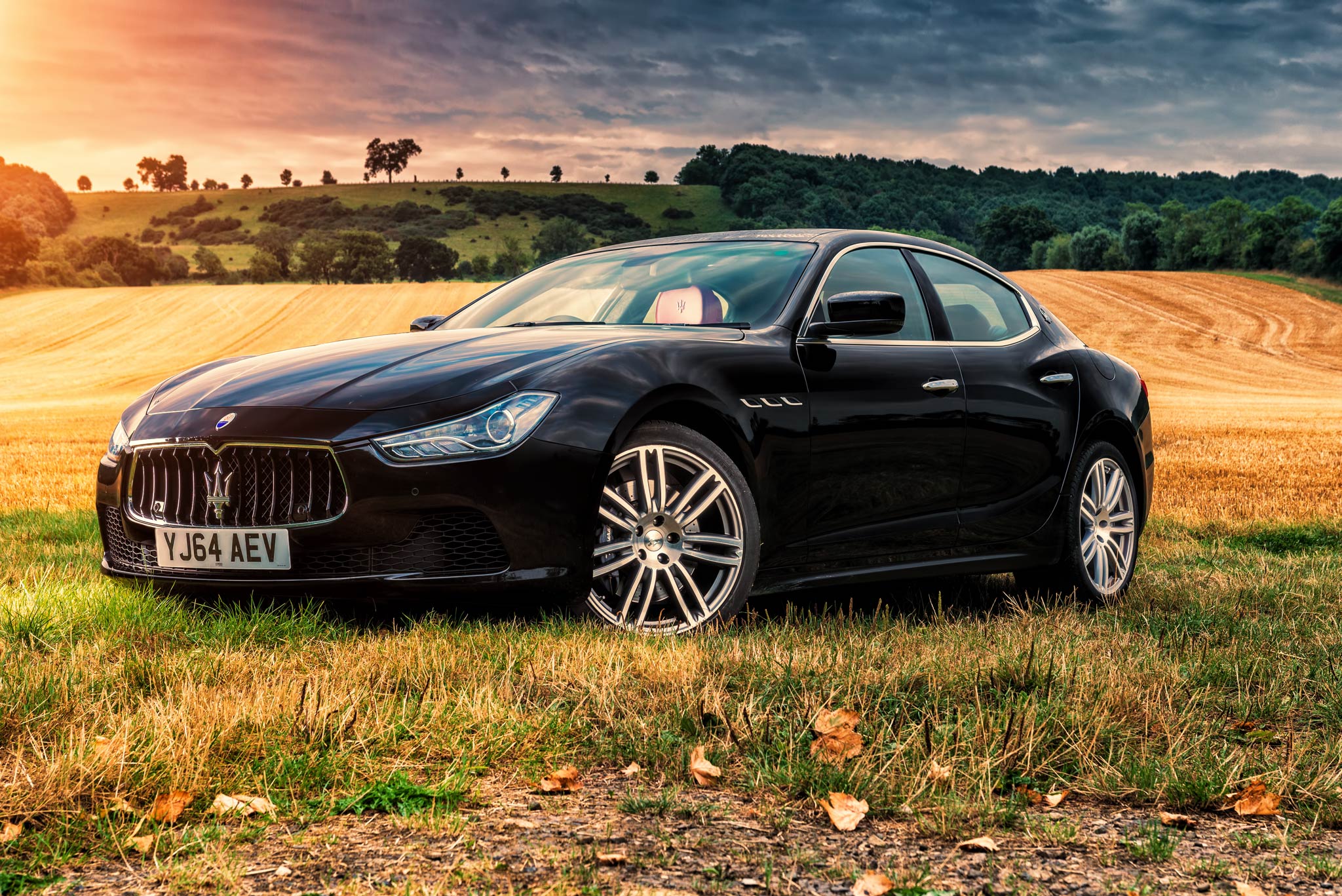 Maserati Ghibli at sunset - Cotswolds