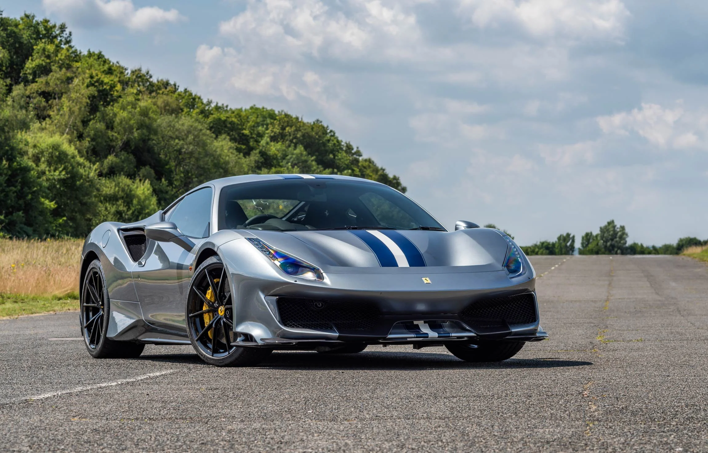 Ferrari Front View with Racing Stripes | London Supercar Photographer