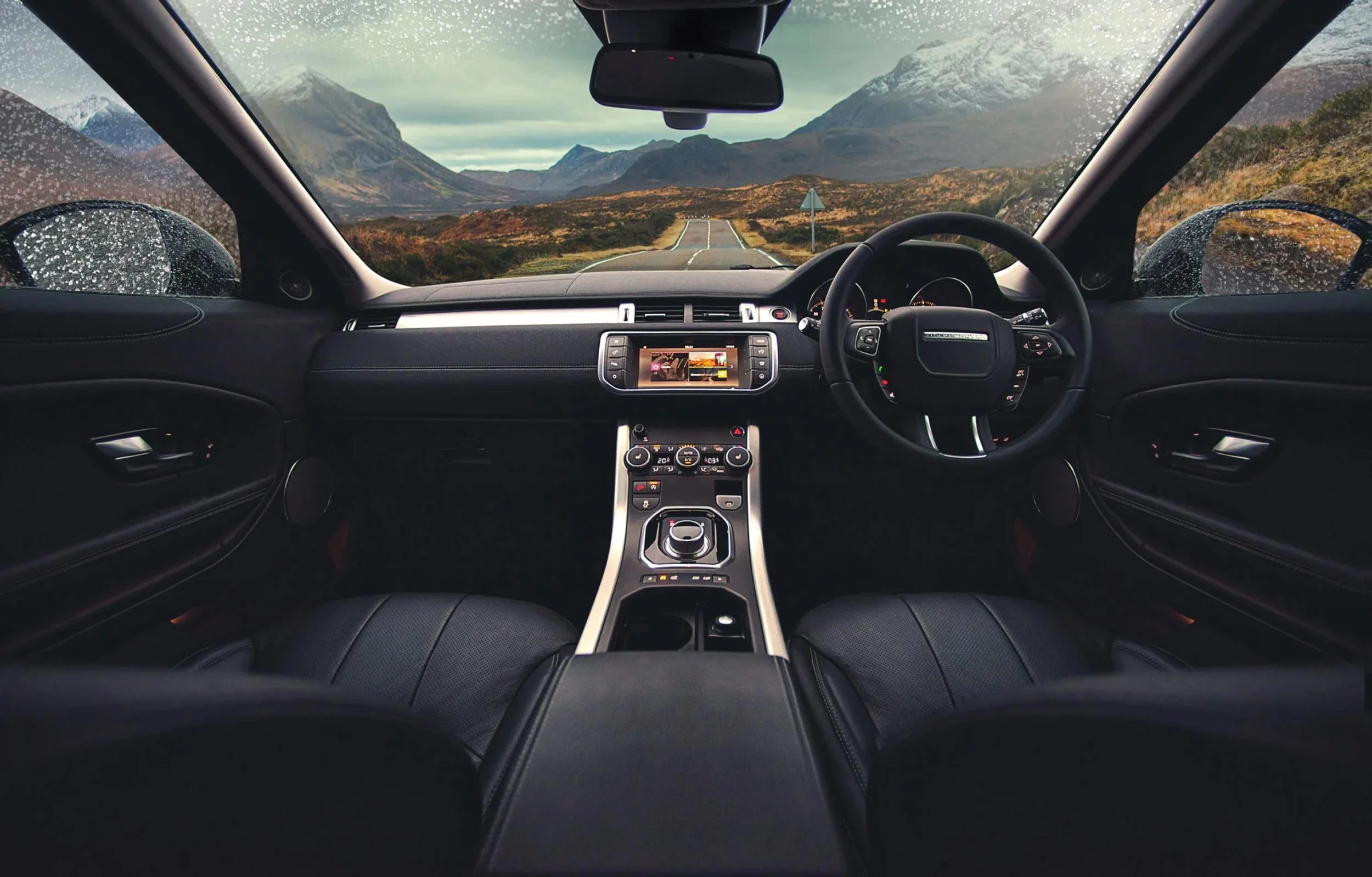 Range Rover Evoque interior photographed on location on the Isle of Skye, Scotland.