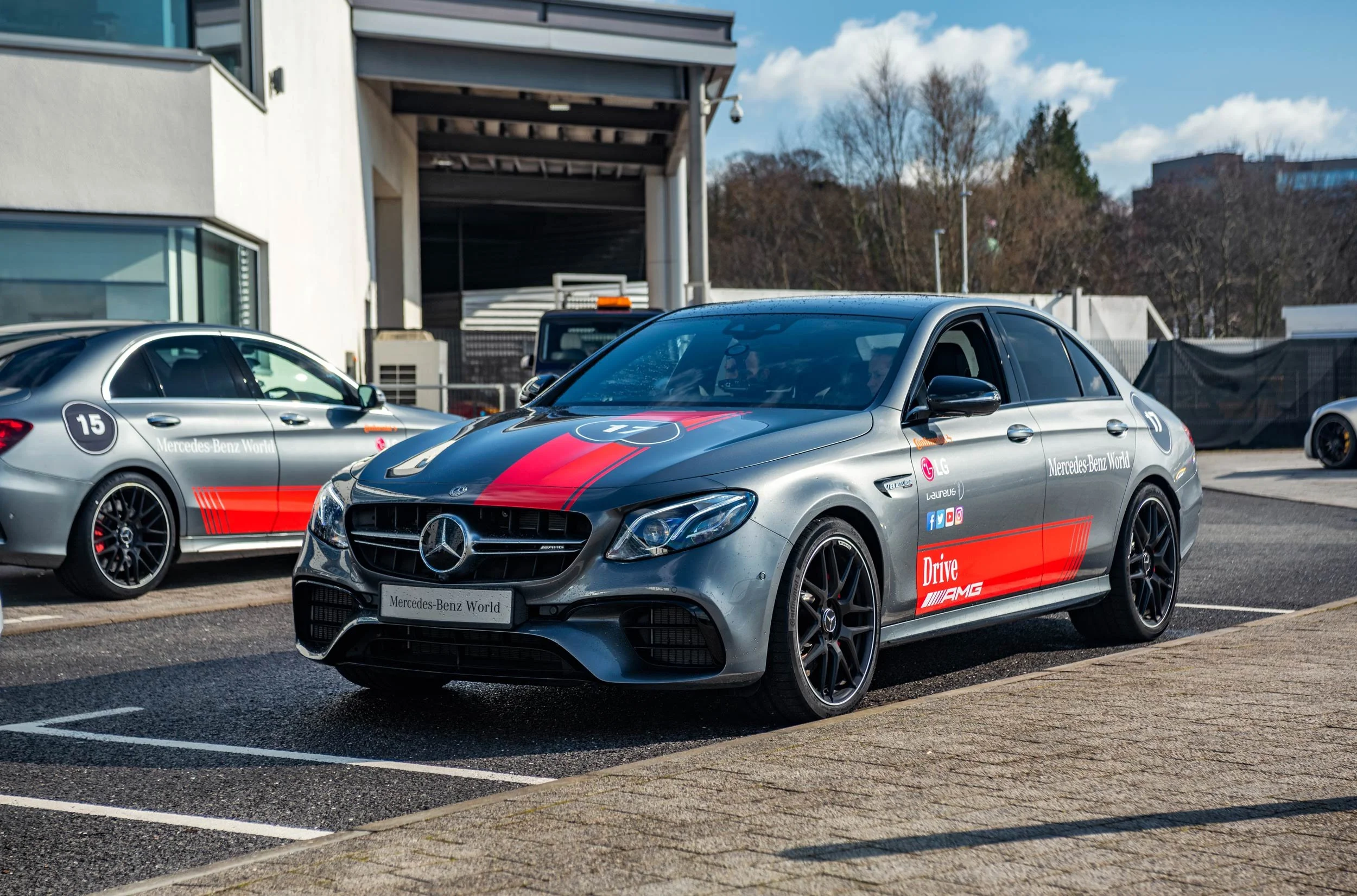 Mercedes-AMG E-Class in the pit lane at Mercedes-Benz World before going on circuit