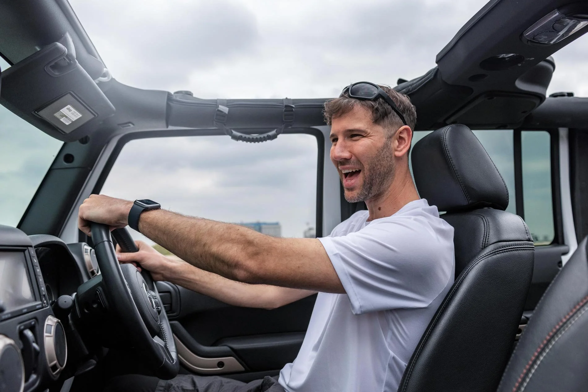 Turo campaign Jeep Wrangler interior lifestyle photography