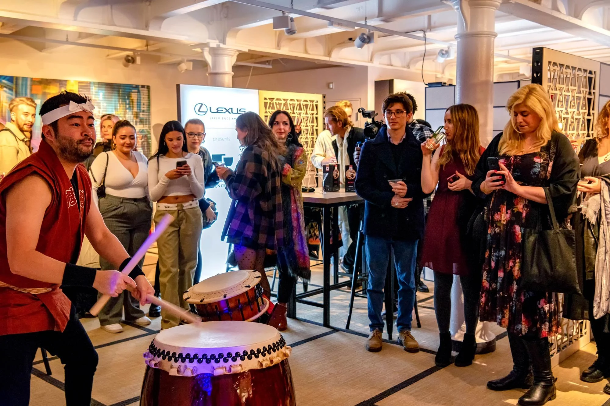 Japanese drummer performing brand activation photography London