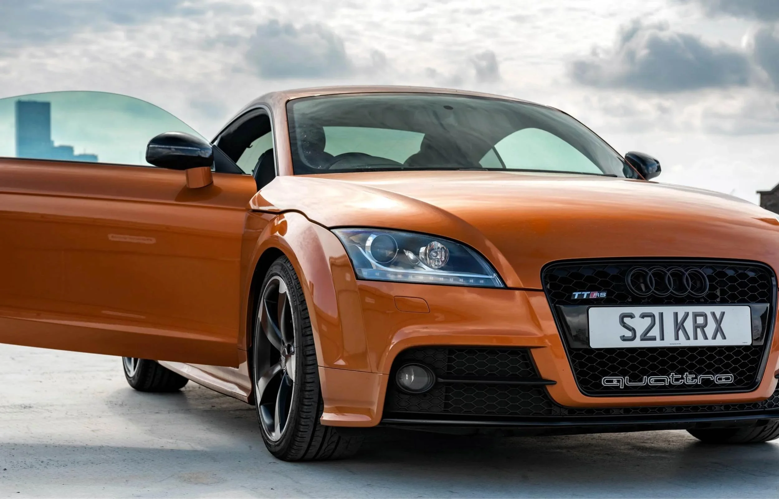 Audi TT photographed at Tobacco Dock in London for a Turo advertising campaign.