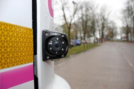 Video cameras are fitted to the front, rear and sides of each vehicle, allowing drivers to view all potential blind spots. Motion sensors along the nearside of each vehicle can detect cyclists or pedestrians, and alert the driver.
