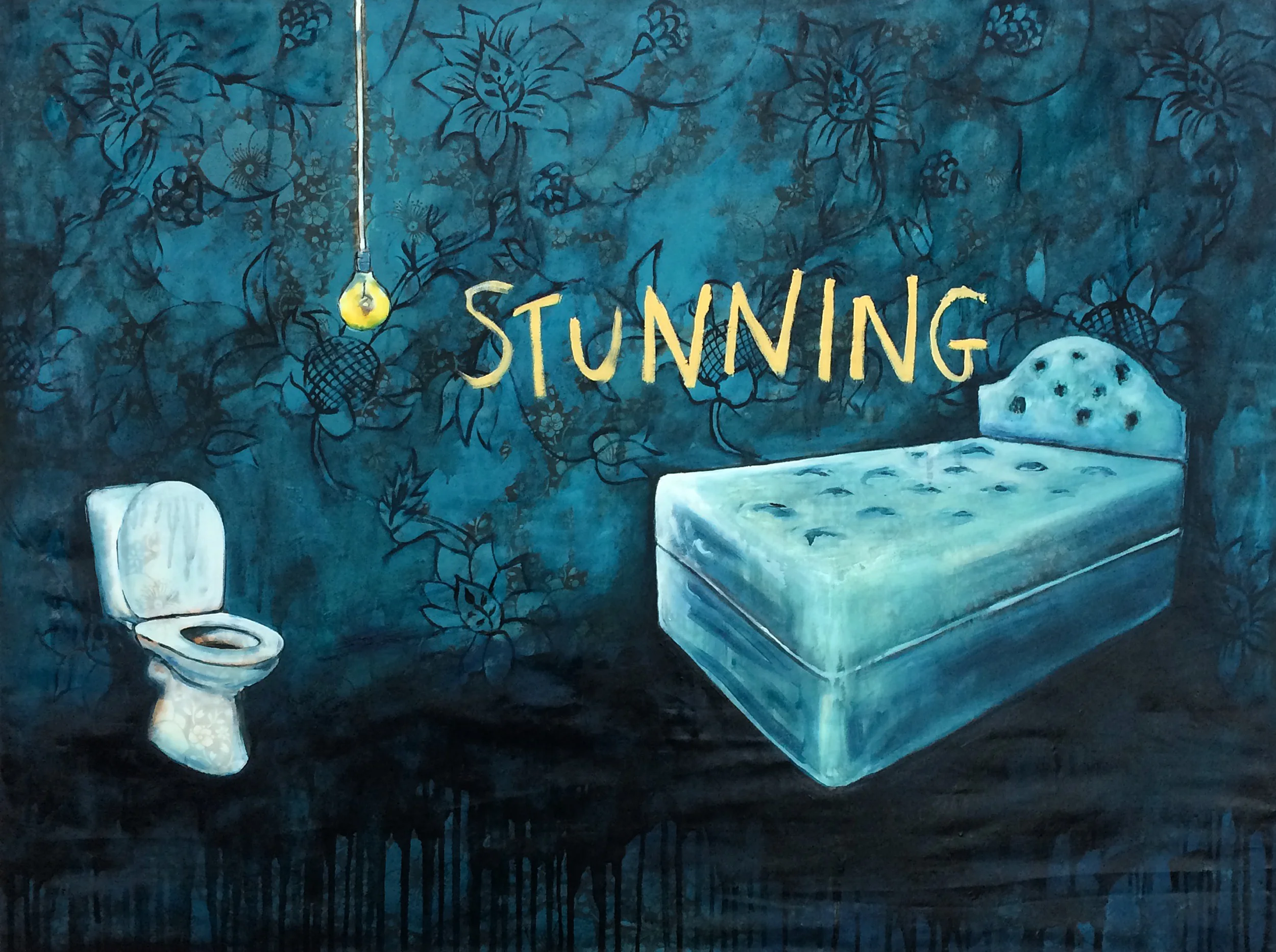 'Stunning Two Bedroom Apartment' oil on bedsheet stretched over wood. 120 x 100cms 2015