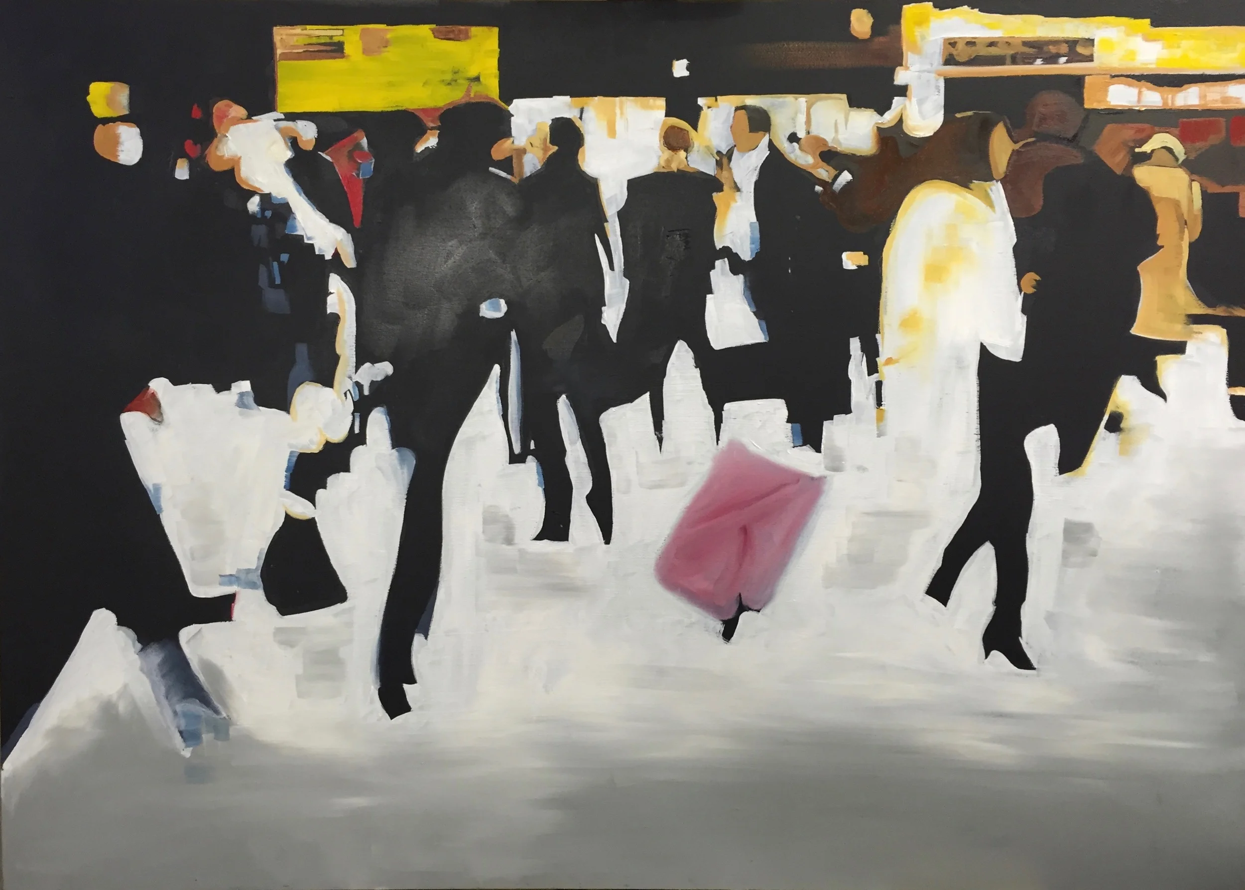 Going home, oil on wooden panel framed 92cm x 68cm
