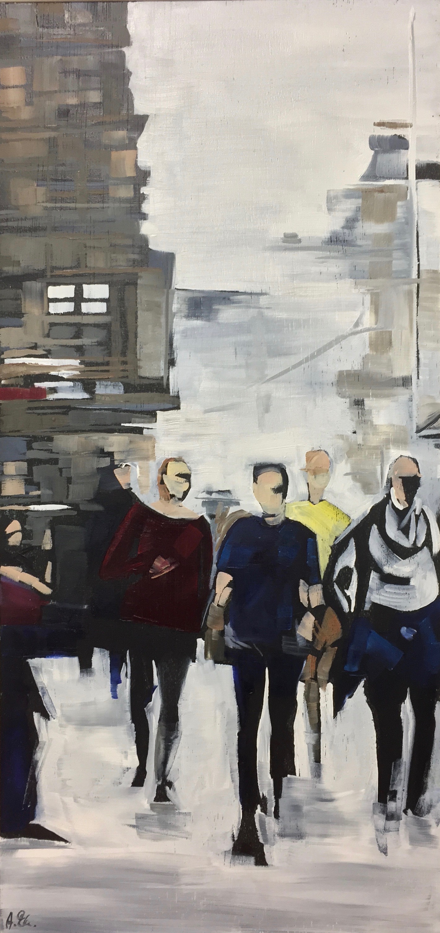 heading home ii. oil on wooden panel 63x31.5cm framed
