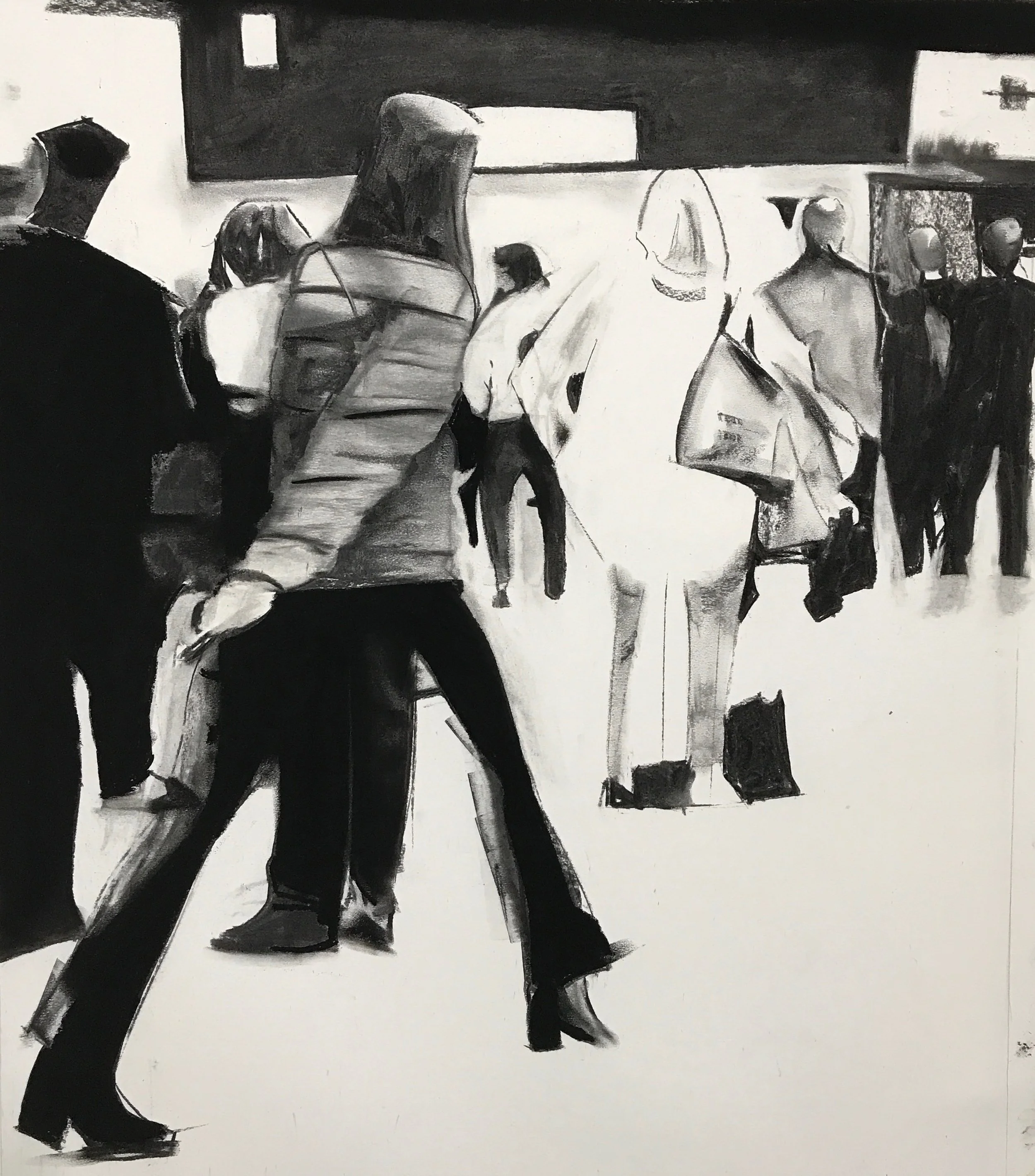 ON MY WAY CHARCOAL ON FABRIANO 85 X 75 CM FRAMED