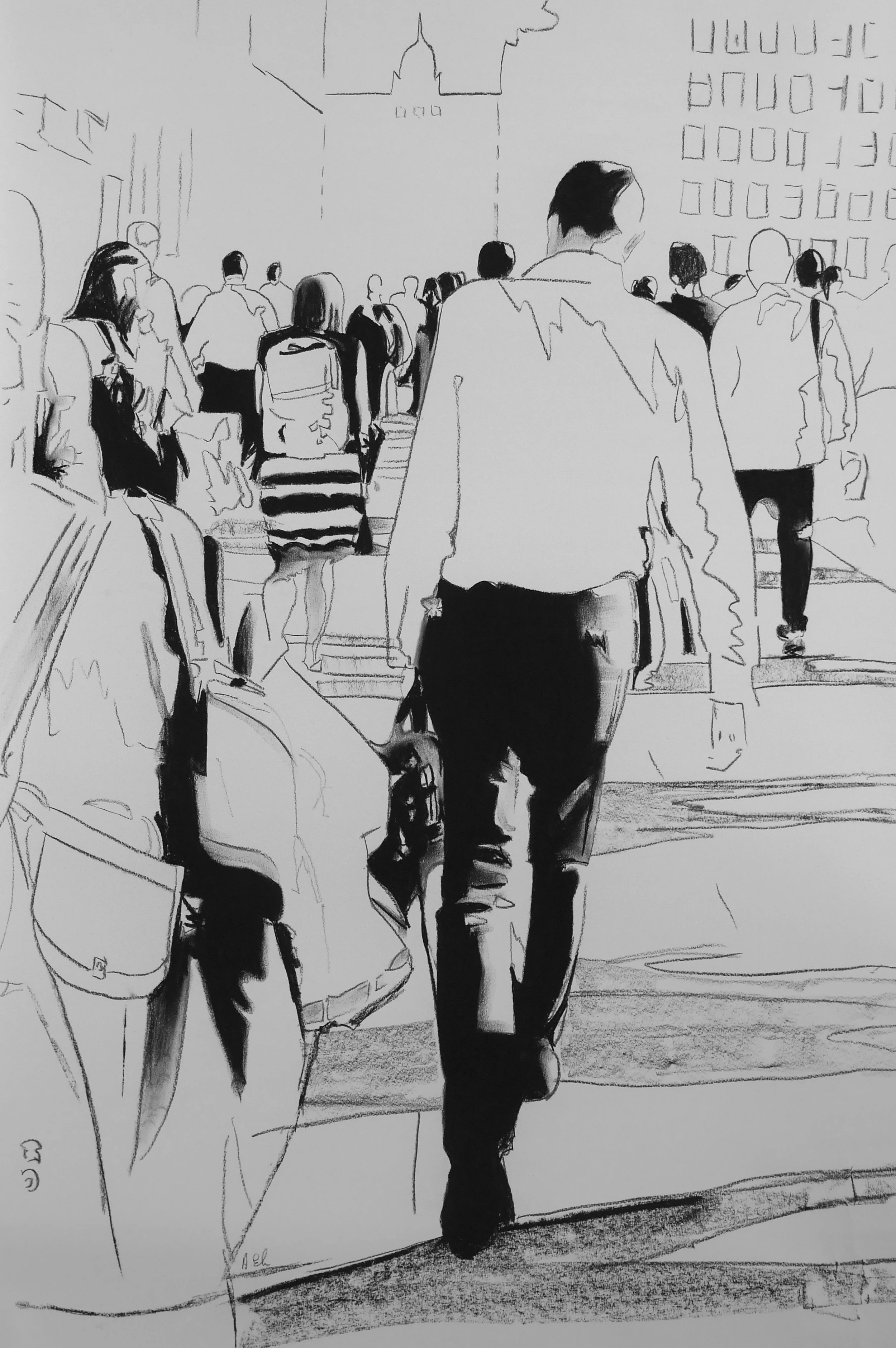 Day after Day…Charcoal drawing on Fabriano… 80 X 110 Framed in white.