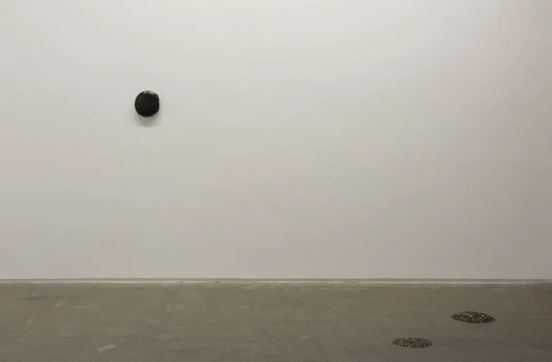 (left to right) the time between , 2016. Polished coal soft notes , 2016. Tempered steel