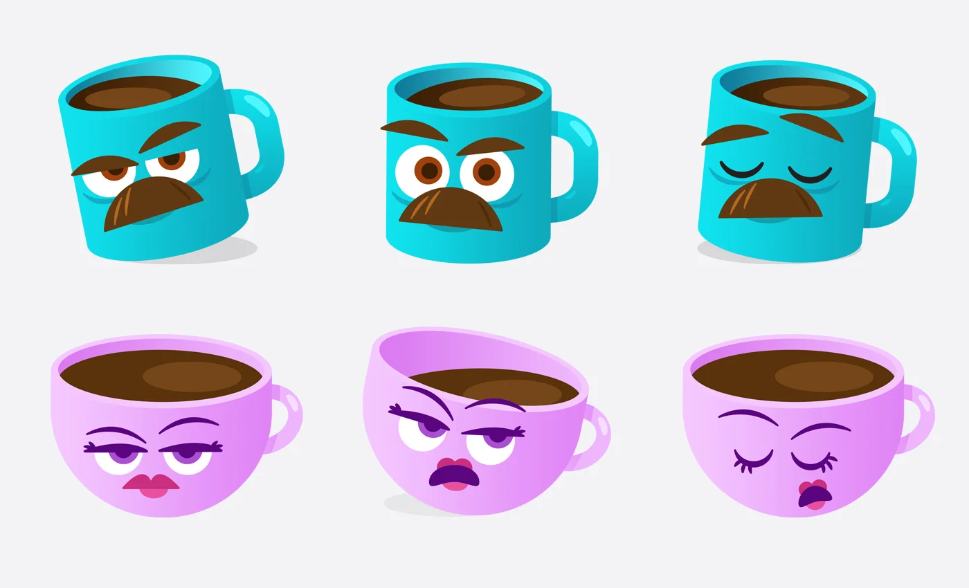 Mugs and Jasmine characters