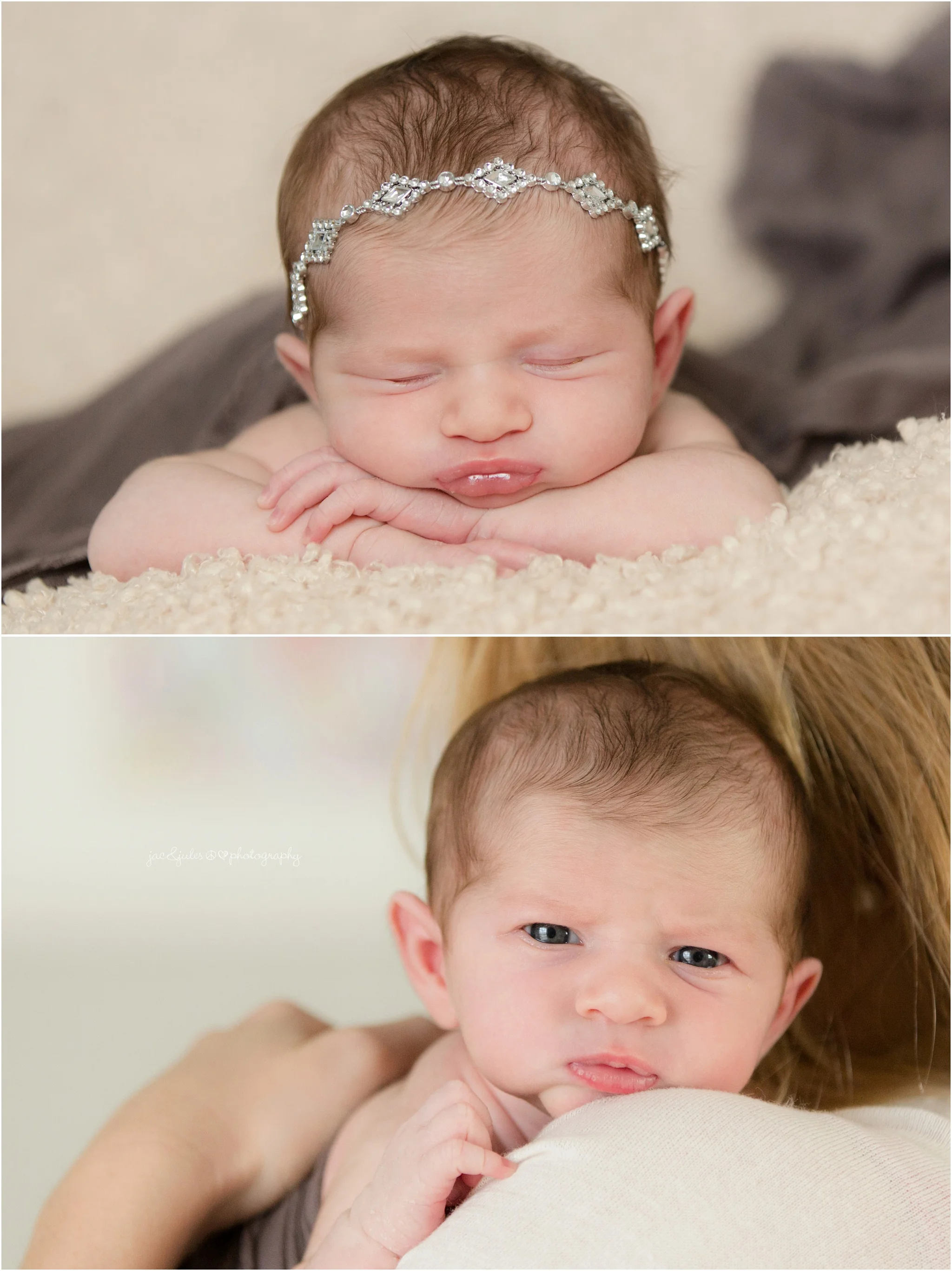 newborn baby girl in jewel headband