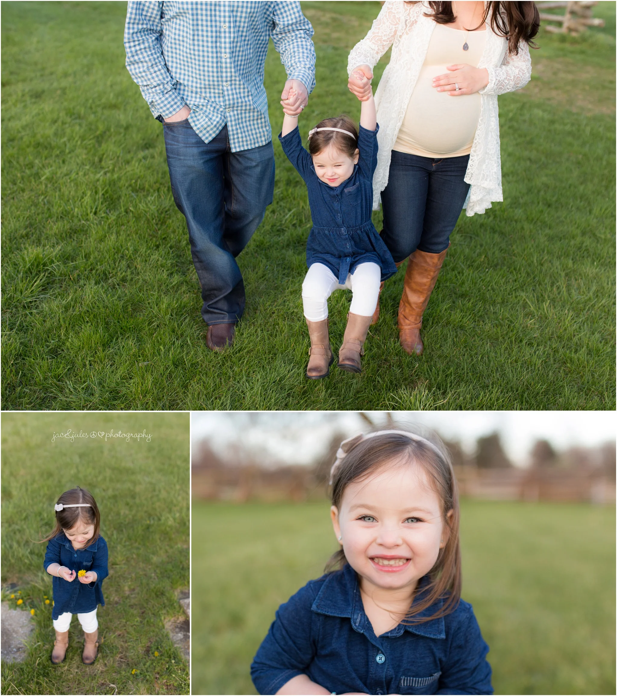 fun candid swinging picture from family maternity session