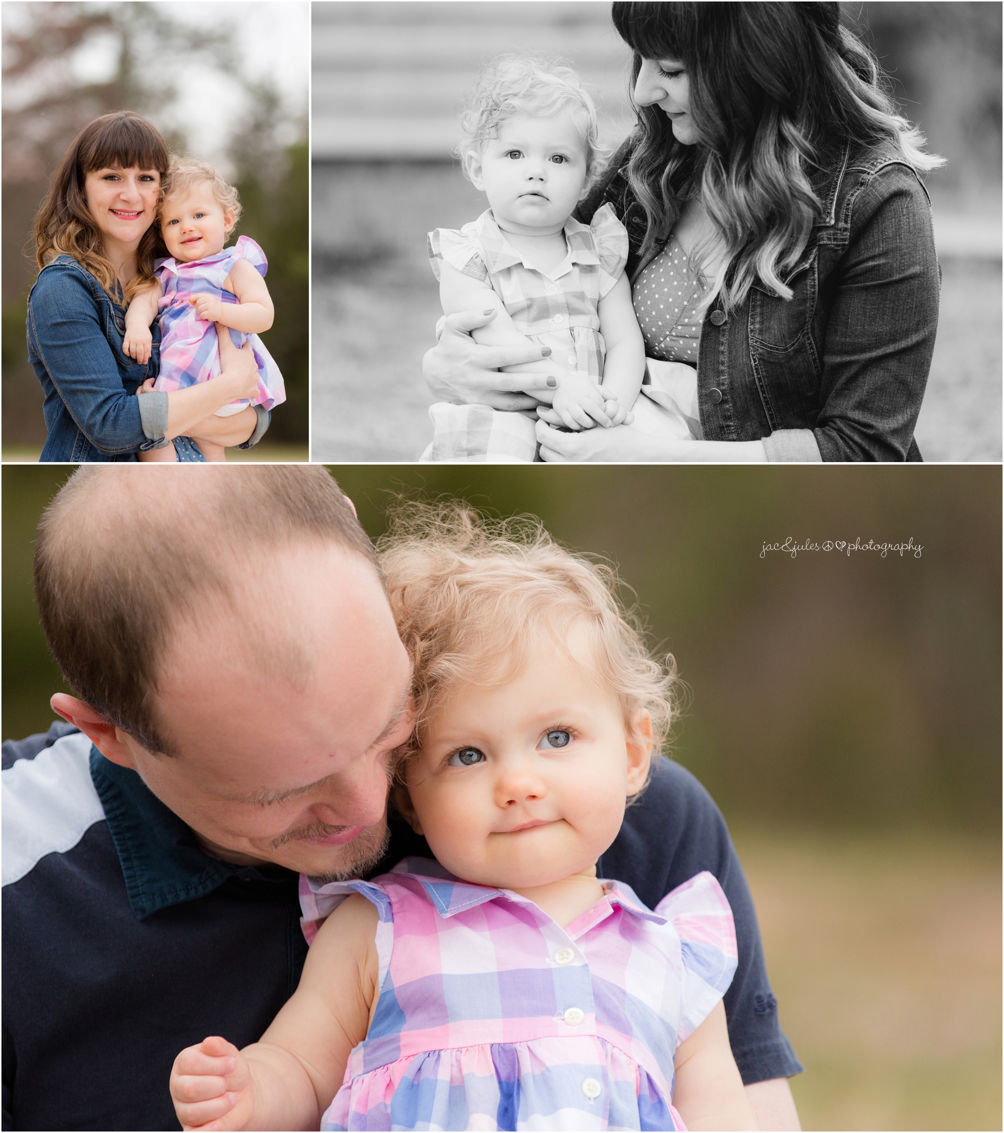1 year old girl with mom and dad