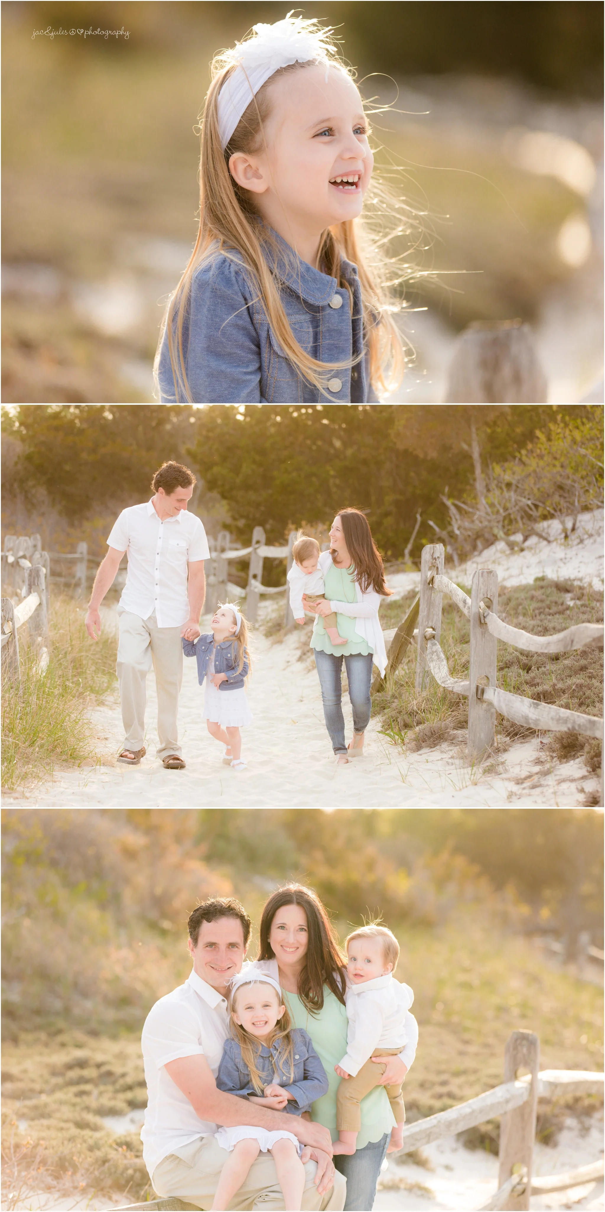 family walking on beach trail at island beach state park