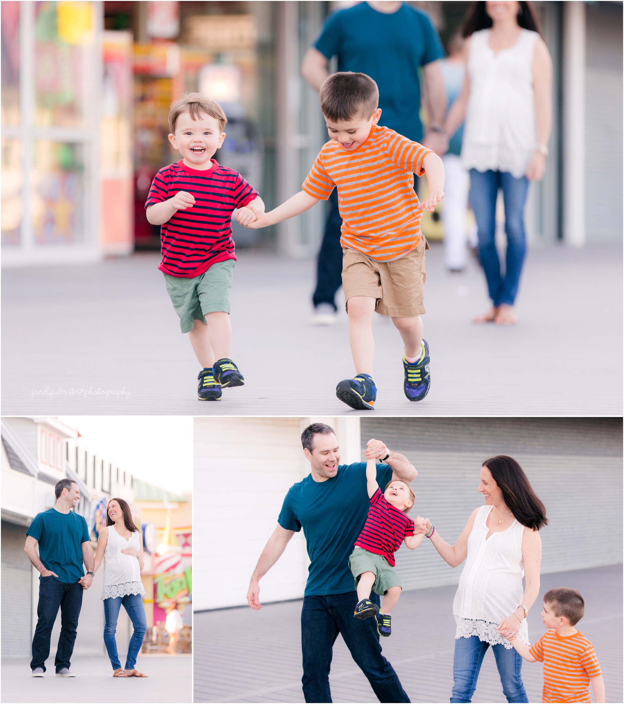 fun candid maternity photos at the boardwalk