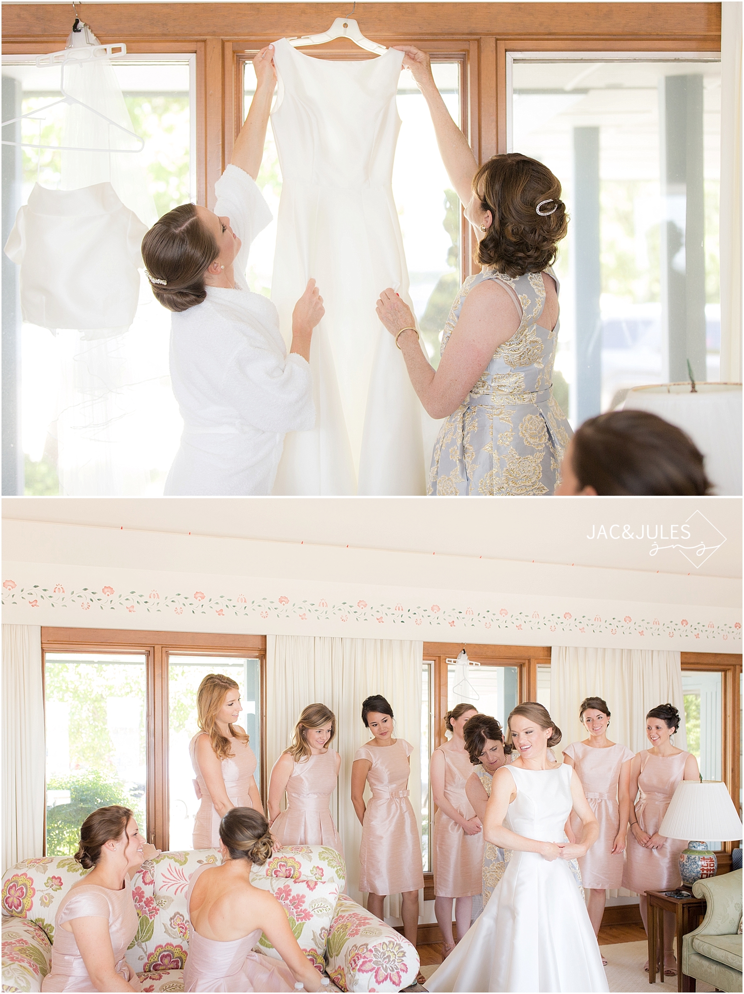 jacnjules photographs bride getting ready for her wedding at st. simon by the sea in mantoloking nj