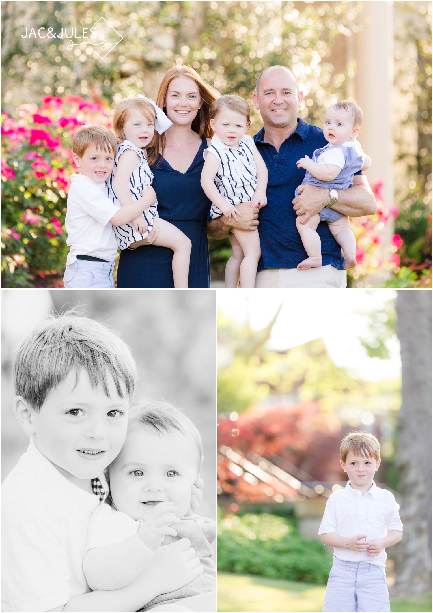 Gorgeous family of 6 with red hair at St. Catherine's Church in Spring Lake, NJ.