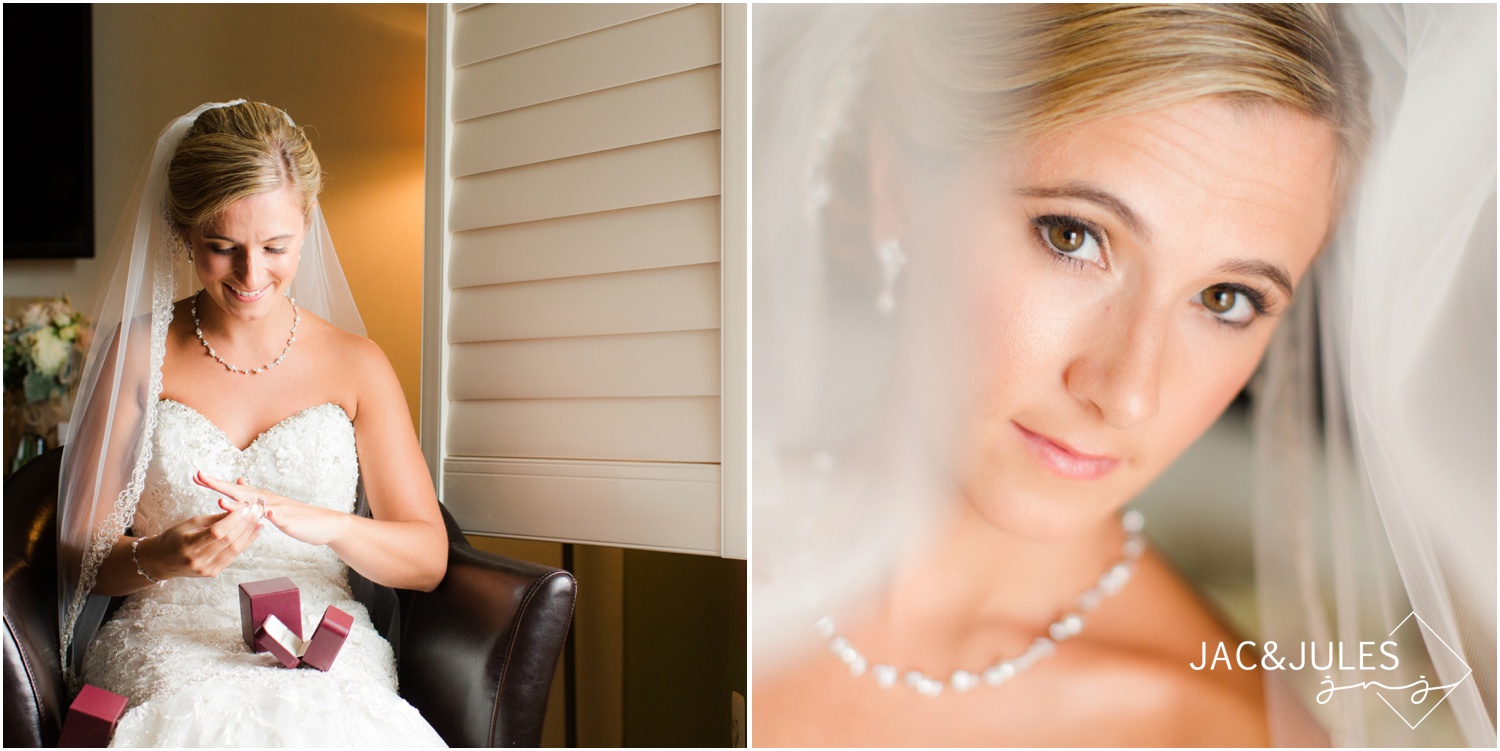 bride gets a gift from the groom band from Corinne Jeweler's in Toms River, NJ
