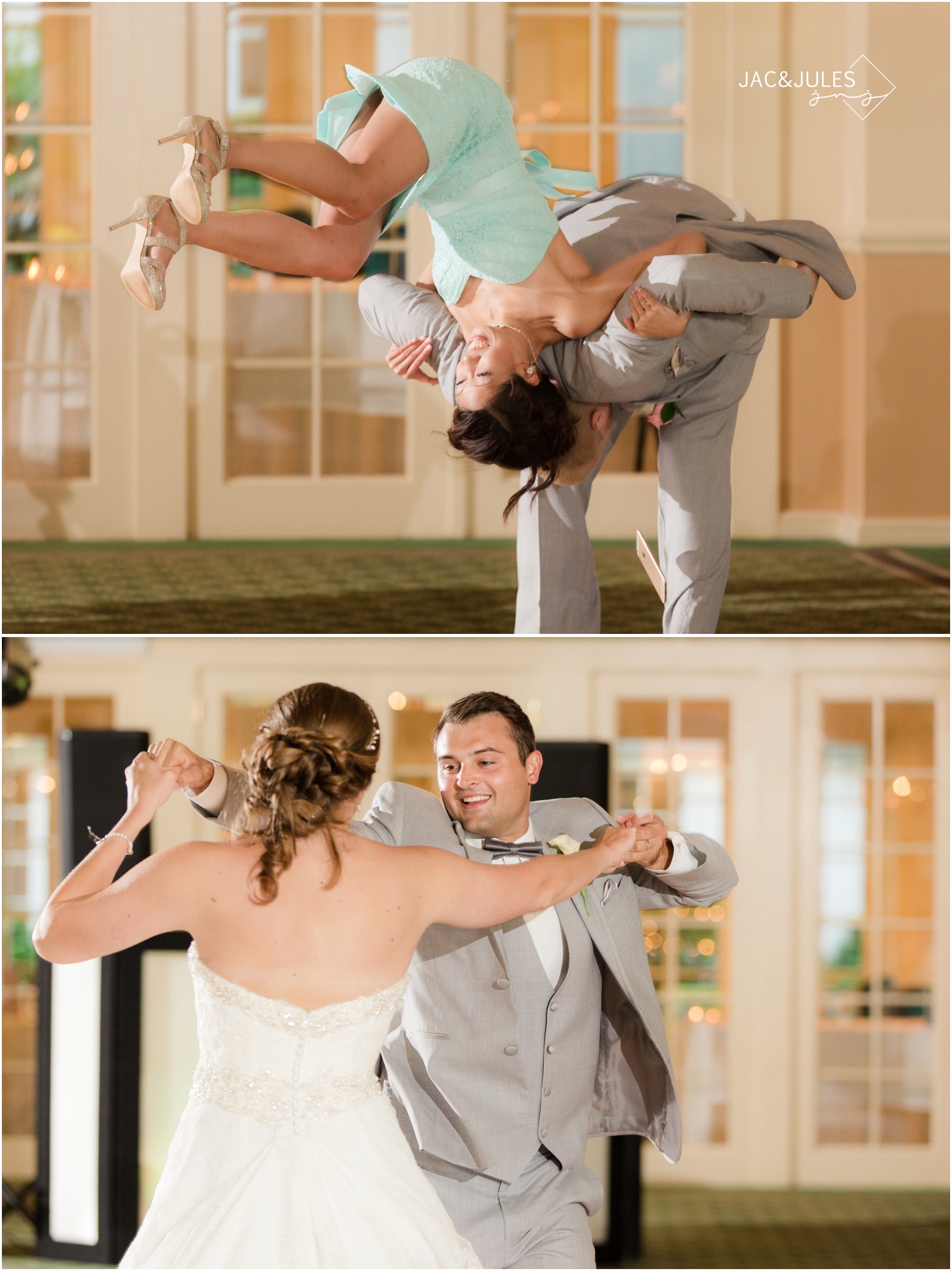 bridal party entrance and first dance at forsgate country club in Monroe, NJ.