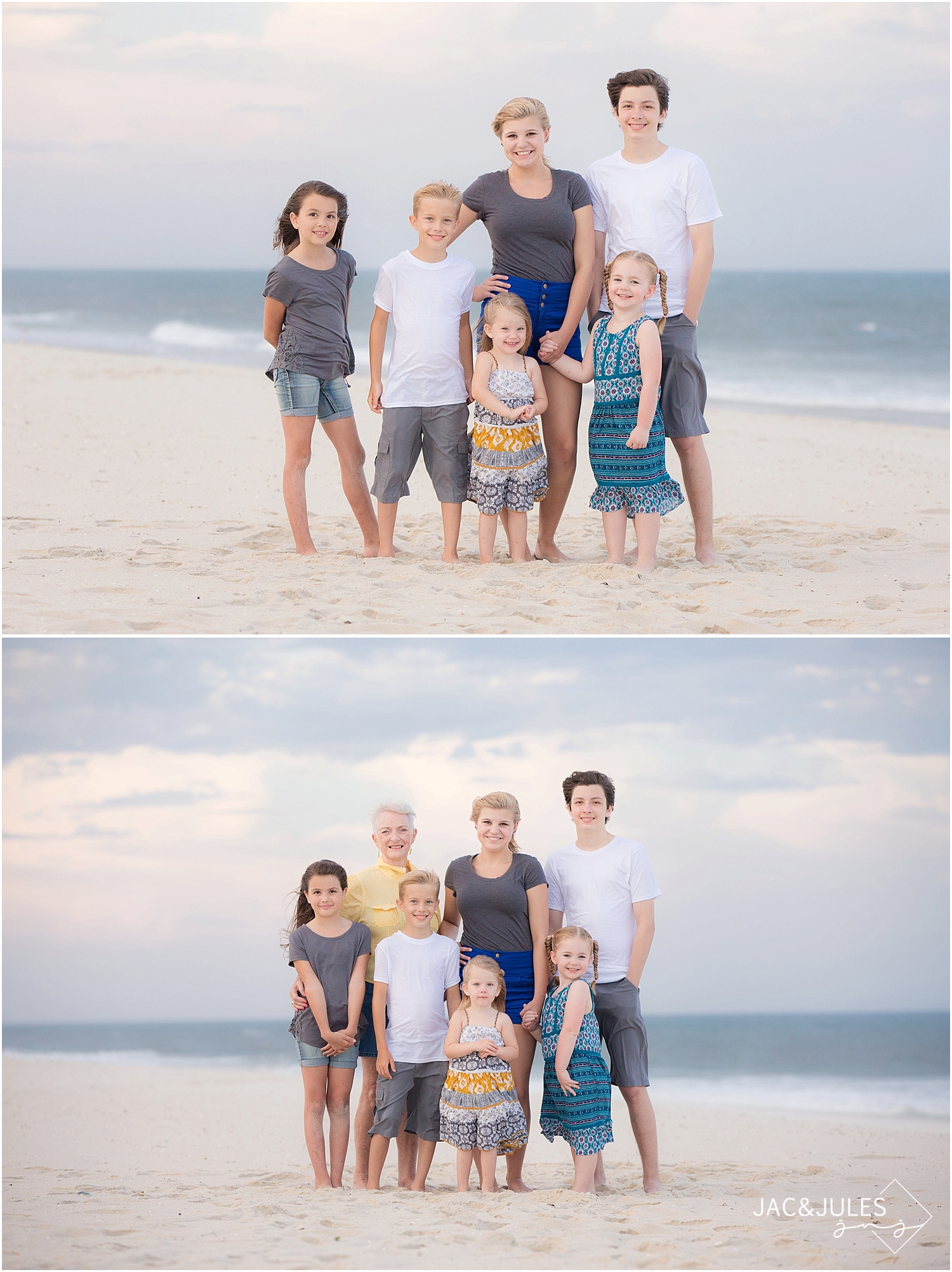 jacnjules takes fun family beach portraits in seaside park, nj
