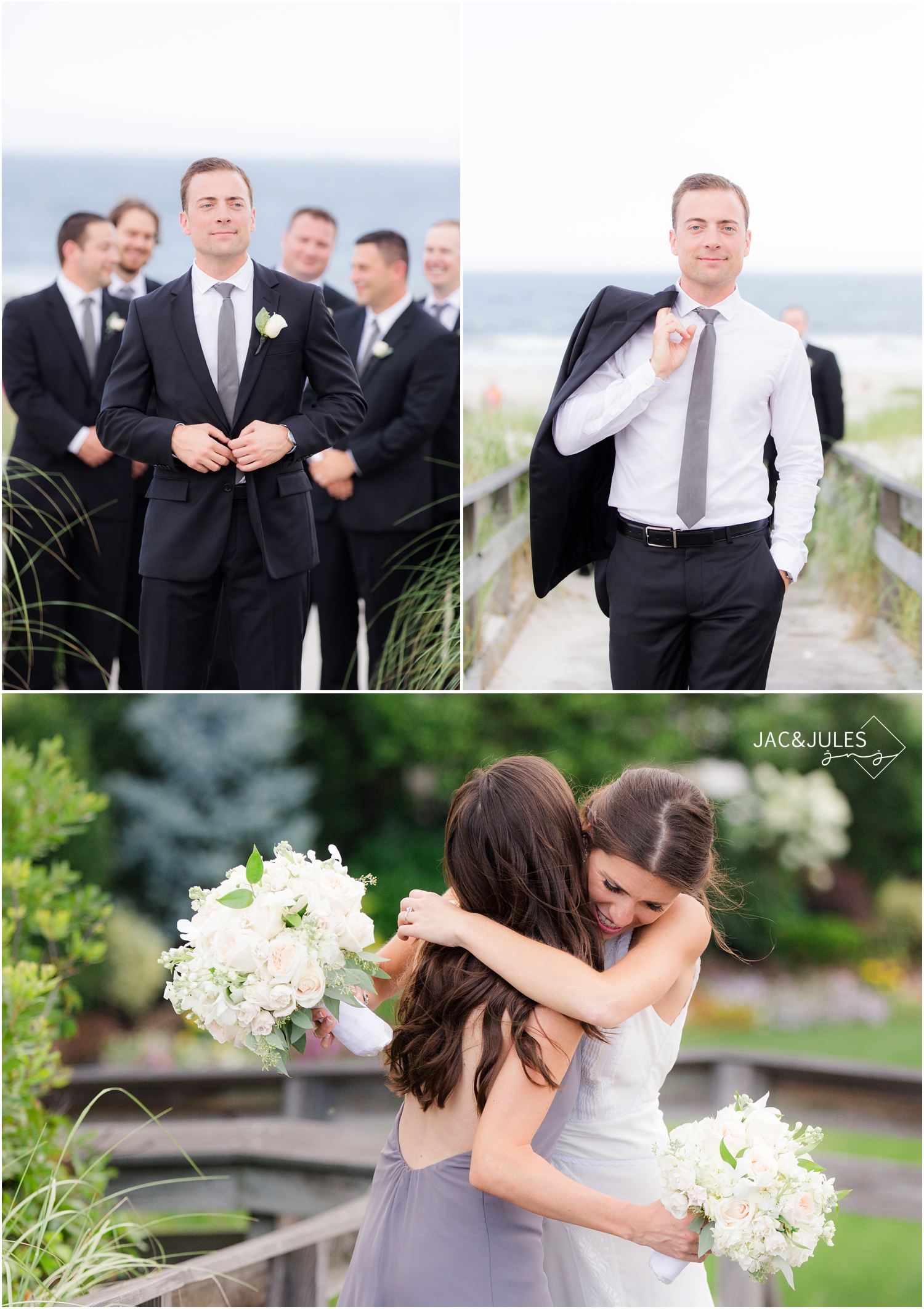 bridesmaids and groomsmen on the beach in Long Island