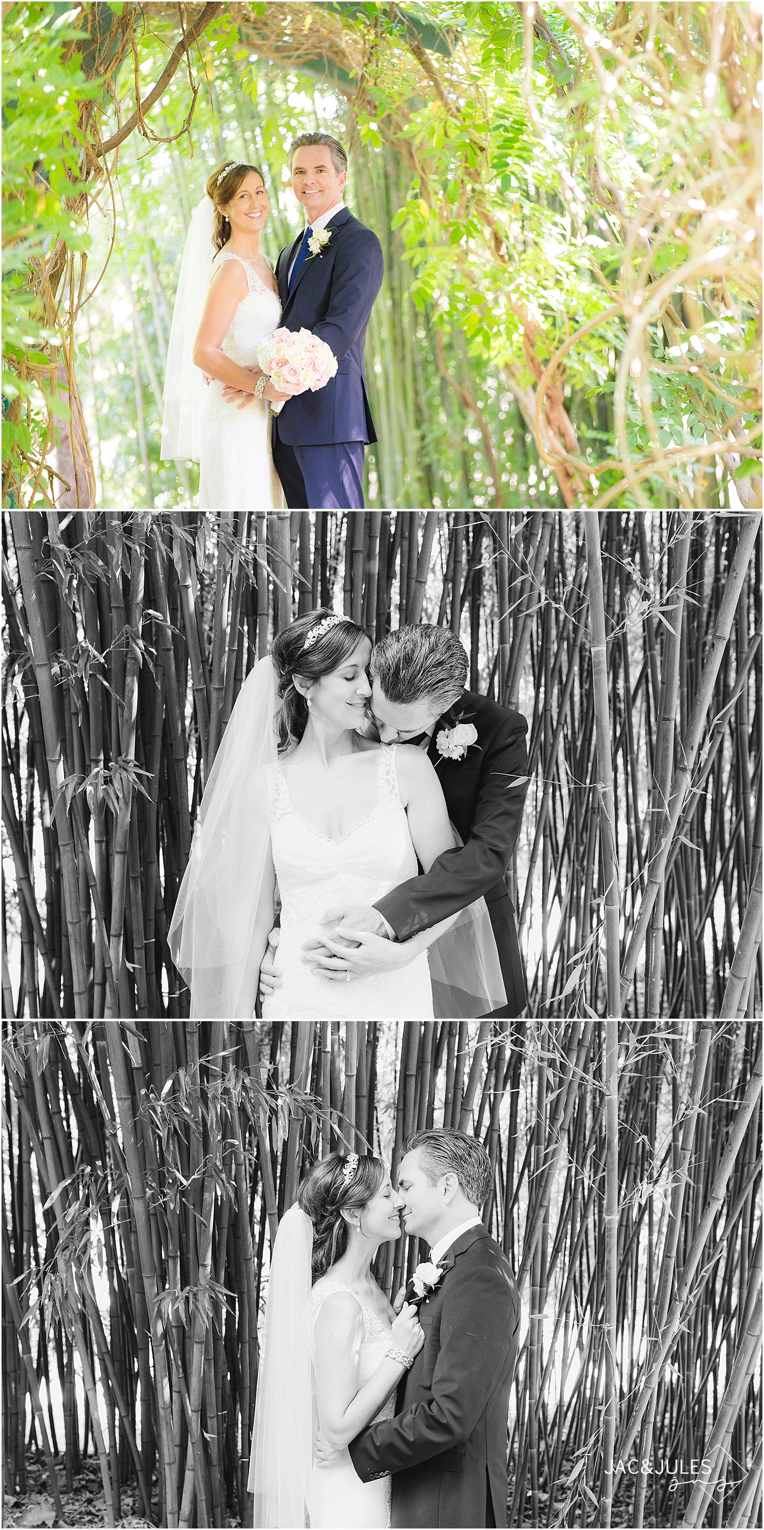 jacnjules photographs bride and groom on their wedding day at Grounds for Sculpture in Hamilton, NJ
