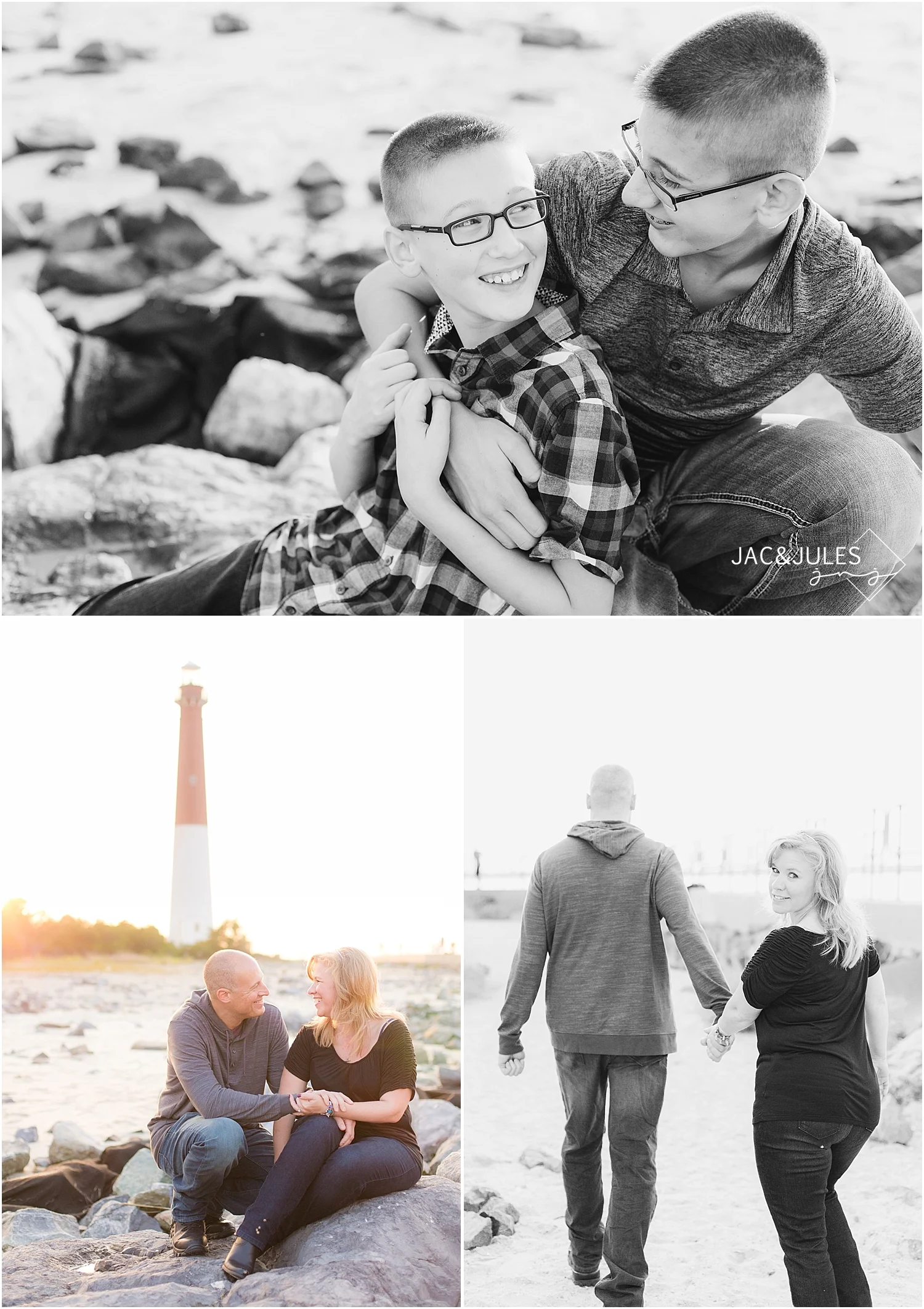 jacnjules photographs family at barnegat lighthouse in LBI