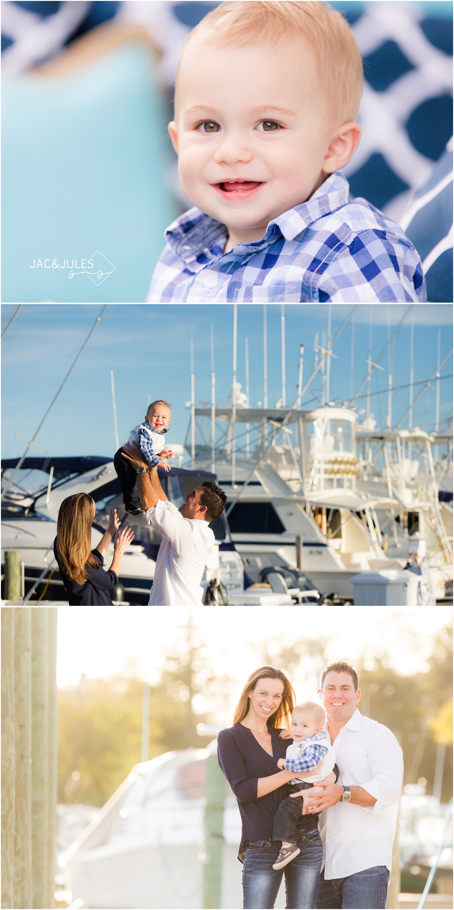 first birthday and family photos at marina in Brielle, NJ