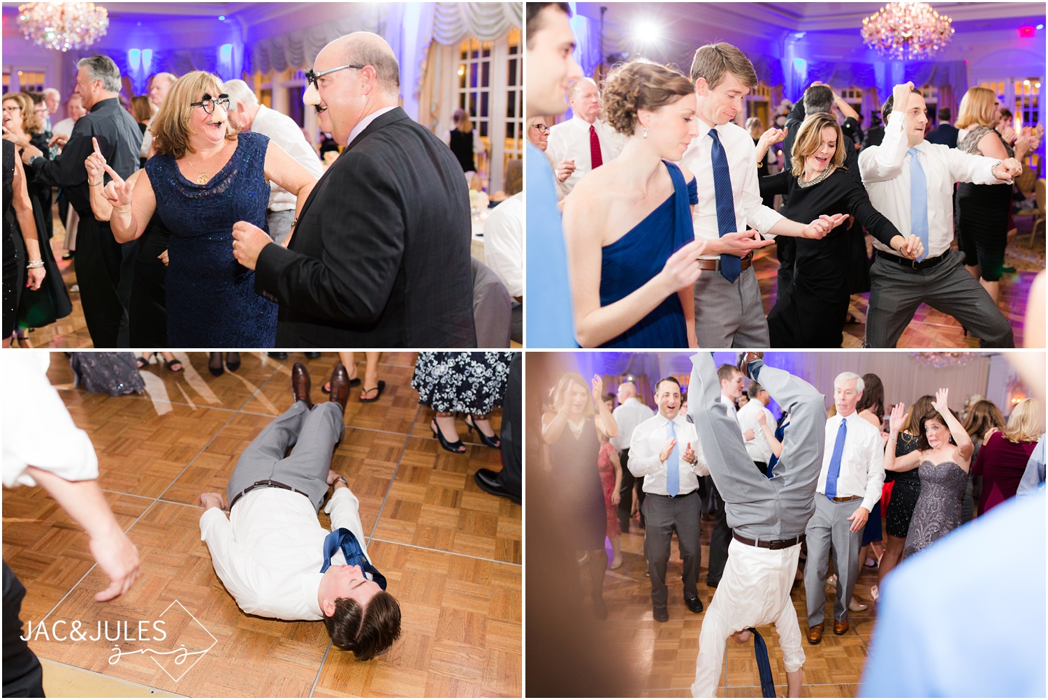 fun dancing wedding reception photos at Eagle Oaks Golf and Country Club in Farmingdale, NJ.
