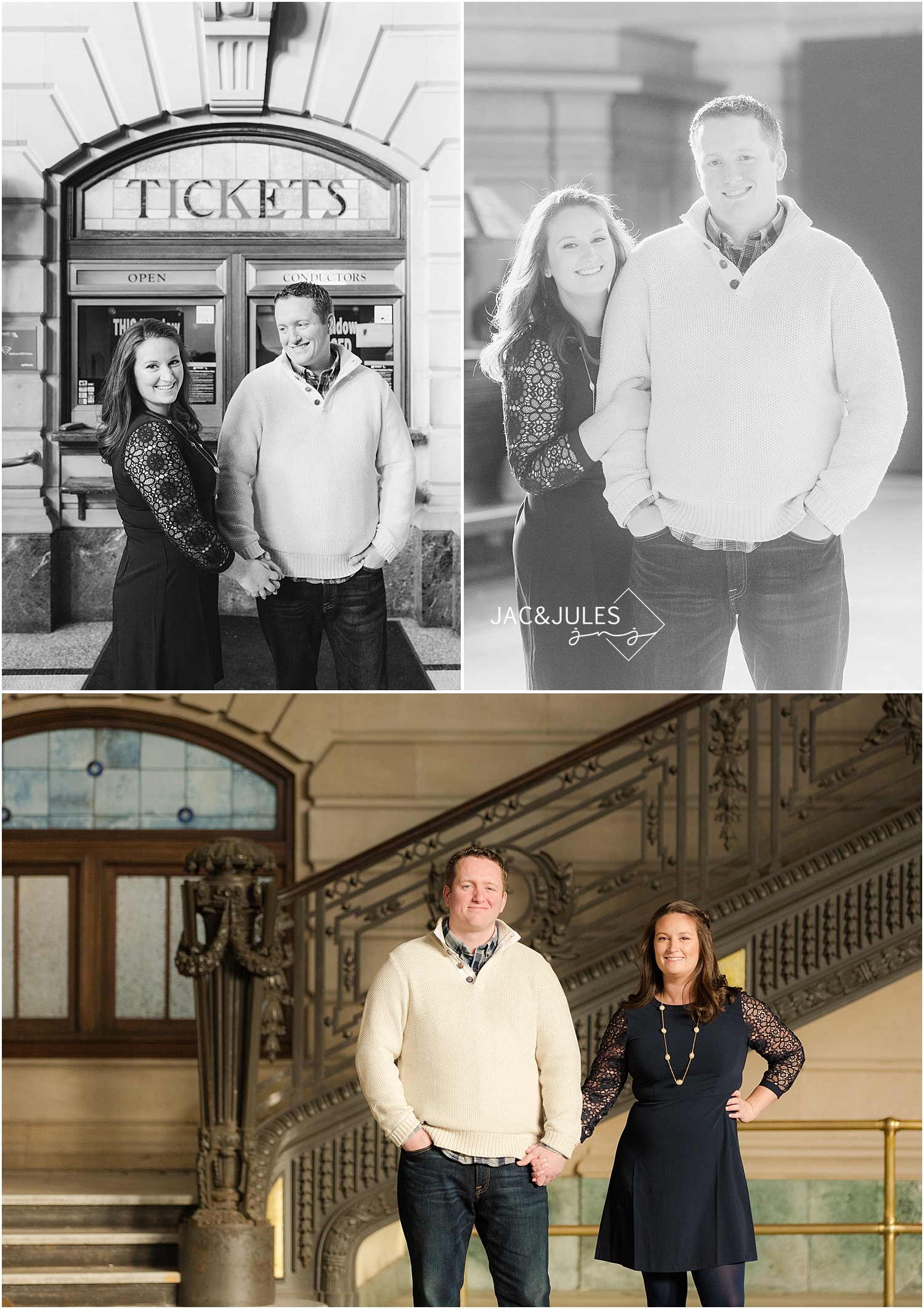 jacnjules photograph engagement photo at Hoboken train station in NJ