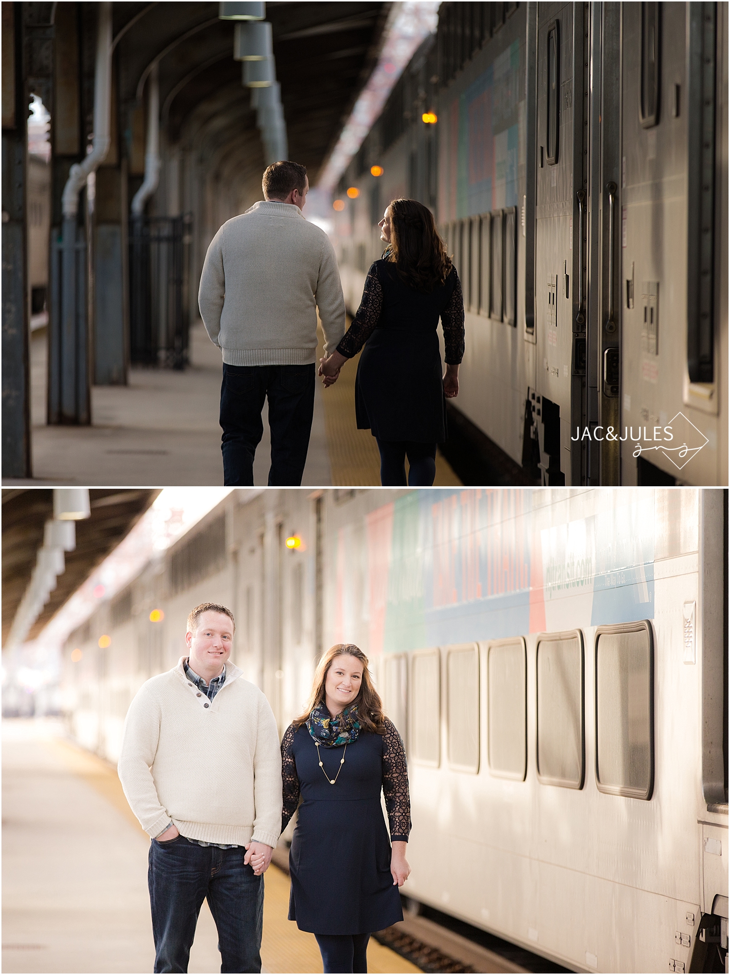 jacnjules photograph engagement photo at Hoboken train station in NJ