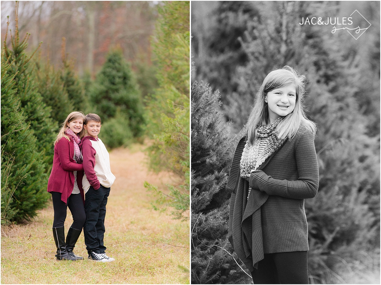 jacnjules photographs children for their holiday photos at lone silo tree farm in NJ