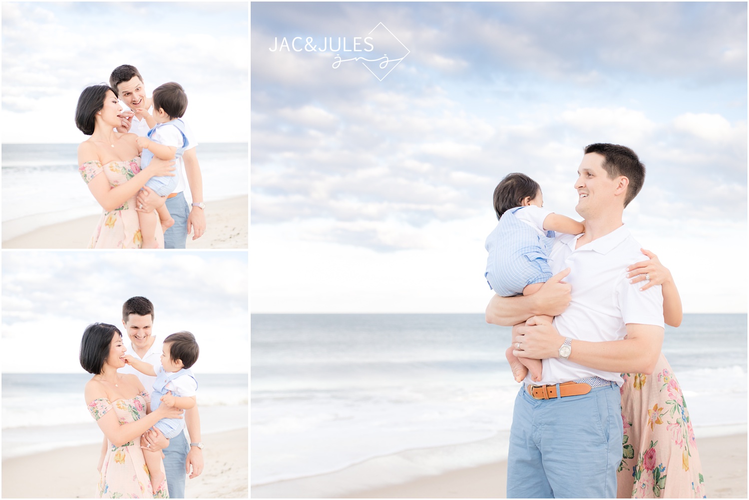 candid family photos on the beach in Mantoloking, NJ.