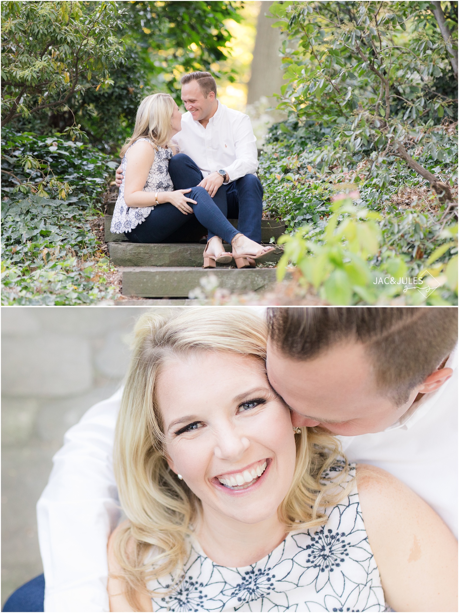 Fun casual Engagement photos at Van Vleck House and Gardens in Montclair, NJ.