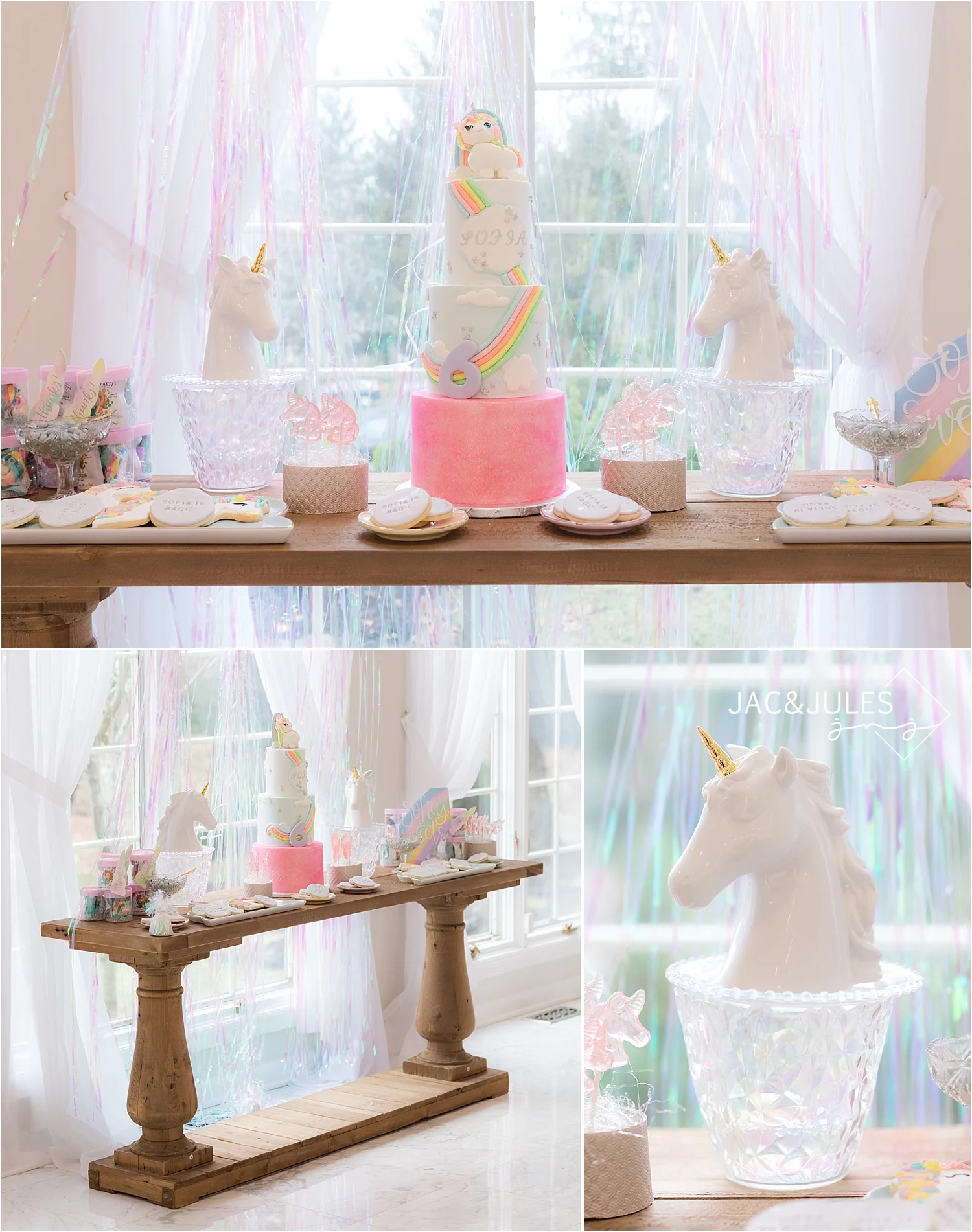 rainbow unicorn birthday cake decor